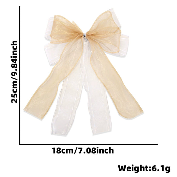Wholesale Christmas Decorations Polyester Handmade Mesh Bow Pendant For Christmas Tree Arrangement And Gift Decoration