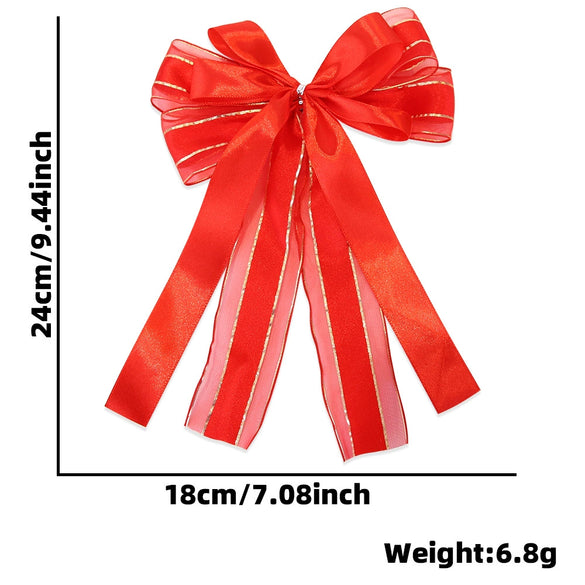 Wholesale Christmas Decorations Polyester Handmade Mesh Bow Pendant For Christmas Tree Arrangement And Gift Decoration