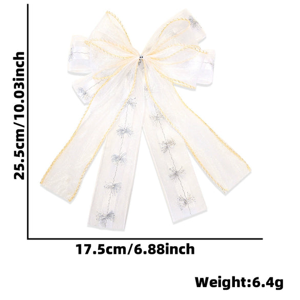 Wholesale Christmas Decorations Polyester Handmade Mesh Bow Pendant For Christmas Tree Arrangement And Gift Decoration