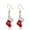Wholesale Christmas Earrings Alloy Dripping Oil Snowflake Christmas Socks Design