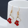 Wholesale Christmas Earrings Alloy Dripping Oil Snowflake Christmas Socks Design