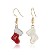 Wholesale Christmas Earrings Alloy Dripping Oil Snowflake Christmas Socks Design