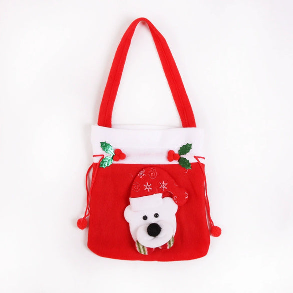 Wholesale Christmas Gift Bag Non Woven With Santa Claus Snowman Elk Bear Candy Fruit Patterns