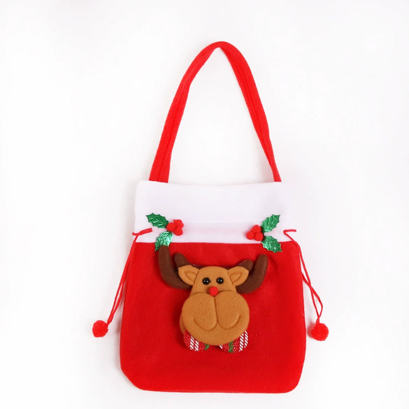 Wholesale Christmas Gift Bag Non Woven With Santa Claus Snowman Elk Bear Candy Fruit Patterns
