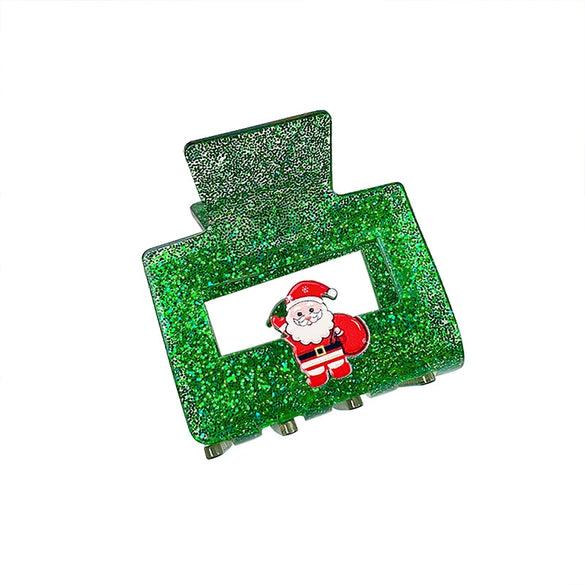 Wholesale Christmas Hair Accessories Acrylic Glitter Handmade Handpainted Women's Jewelry Grab Clip