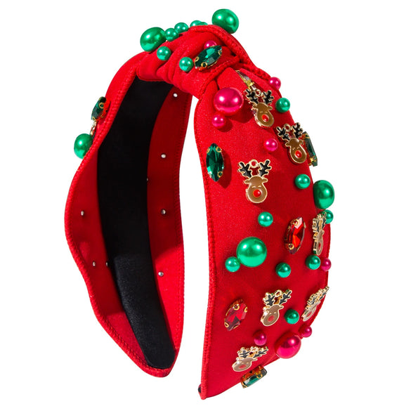 Wholesale Christmas Hair Band Alloy Diamond Pearl Elk Fashion Knot Allmatch Women's Hair Accessories