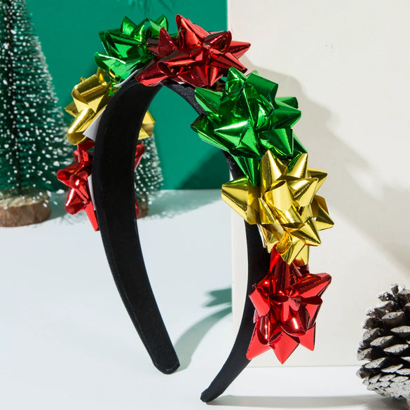Wholesale Christmas Headband Alloy Glass Inlay Diamond Flowers Women's
