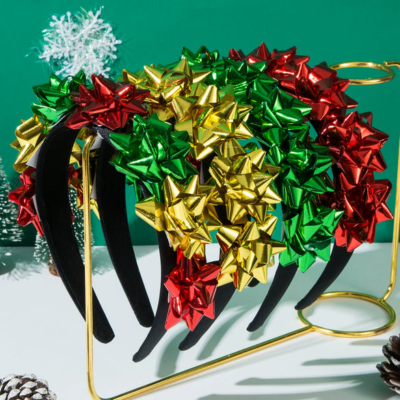 Wholesale Christmas Headband Alloy Glass Inlay Diamond Flowers Women's