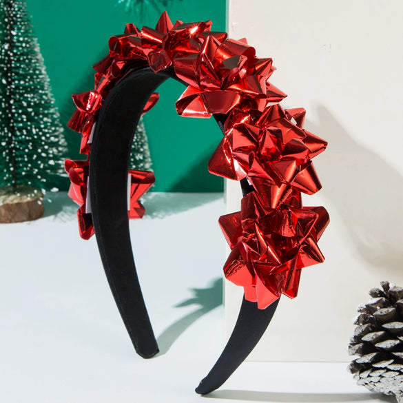 Wholesale Christmas Headband Alloy Glass Inlay Diamond Flowers Women's