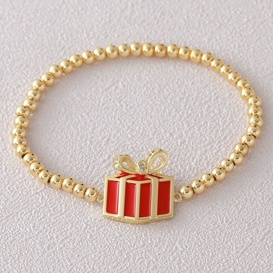 Wholesale Christmas Jewelry Copper And Plastic Goldplated Unisex Elastic Bracelet For Office Ladies