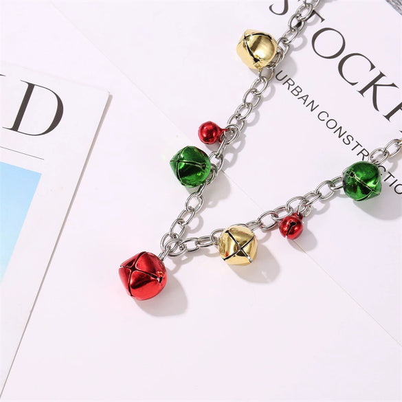 Wholesale Christmas Jewelry Set With Bell Pattern Alloy Earrings Bracelet And Necklace Electroplated For Women
