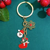 Wholesale Christmas Keychain Key Ring Zinc Alloy Santa Claus Christmas Tree Elk Snowflake Ornament Pendant Electroplated