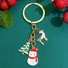 Wholesale Christmas Keychain Key Ring Zinc Alloy Santa Claus Christmas Tree Elk Snowflake Ornament Pendant Electroplated