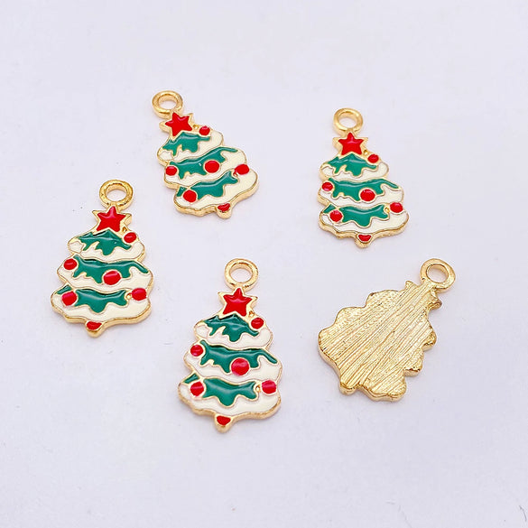 Wholesale Christmas Metal Drop Oil Earrings Pendant With Snowflake Santa Claus Christmas Tree Design
