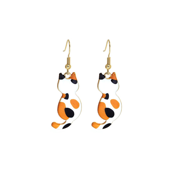 Wholesale Christmas Series Alloy Earrings With Cute Cat Animal Pattern Electroplated For Women