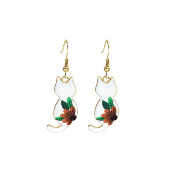 Wholesale Christmas Series Alloy Earrings With Cute Cat Animal Pattern Electroplated For Women