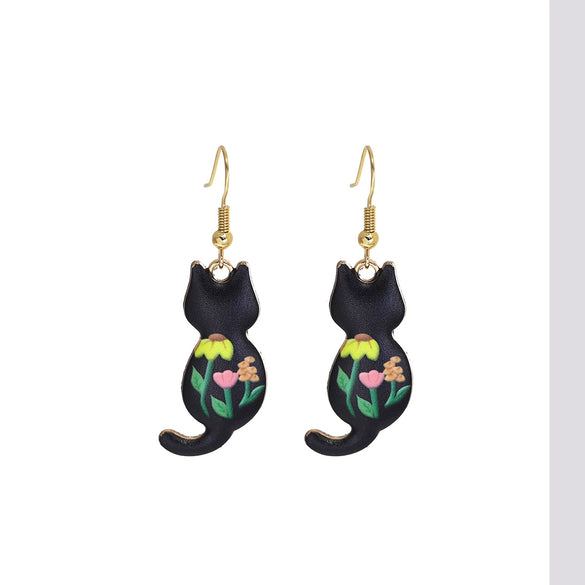 Wholesale Christmas Series Alloy Earrings With Cute Cat Animal Pattern Electroplated For Women