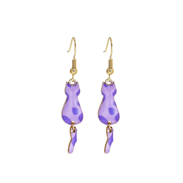 Wholesale Christmas Series Alloy Earrings With Cute Cat Animal Pattern Electroplated For Women