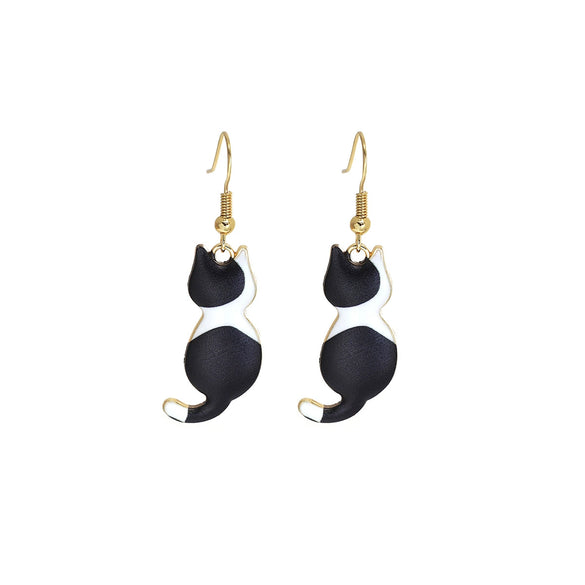 Wholesale Christmas Series Alloy Earrings With Cute Cat Animal Pattern Electroplated For Women