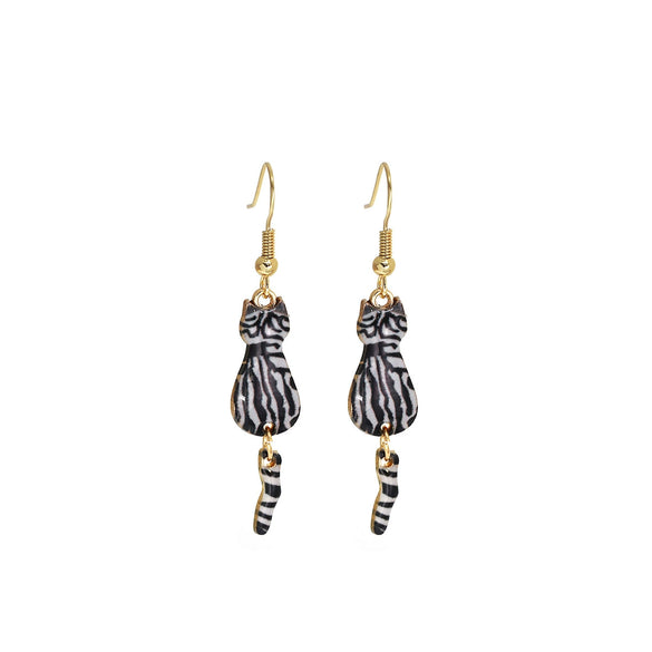 Wholesale Christmas Series Alloy Earrings With Cute Cat Animal Pattern Electroplated For Women