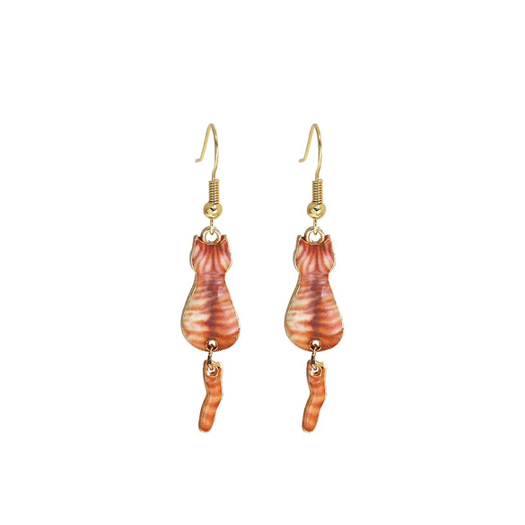 Wholesale Christmas Series Alloy Earrings With Cute Cat Animal Pattern Electroplated For Women