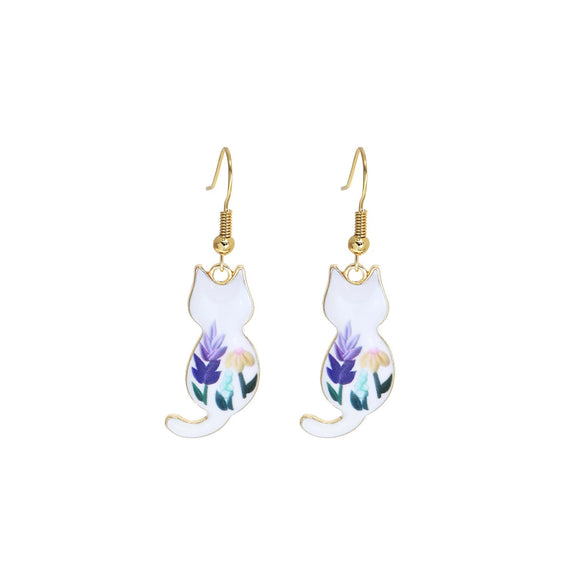 Wholesale Christmas Series Alloy Earrings With Cute Cat Animal Pattern Electroplated For Women