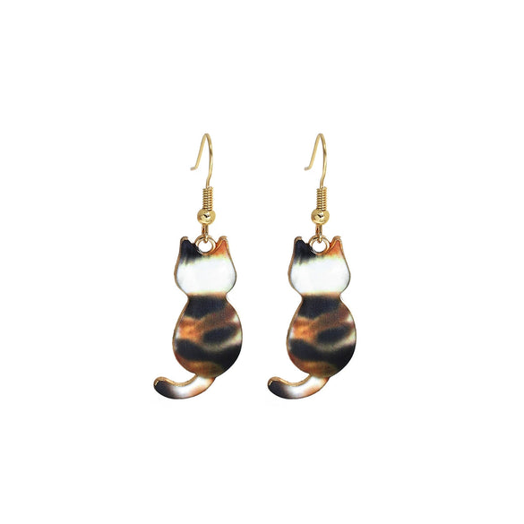 Wholesale Christmas Series Alloy Earrings With Cute Cat Animal Pattern Electroplated For Women