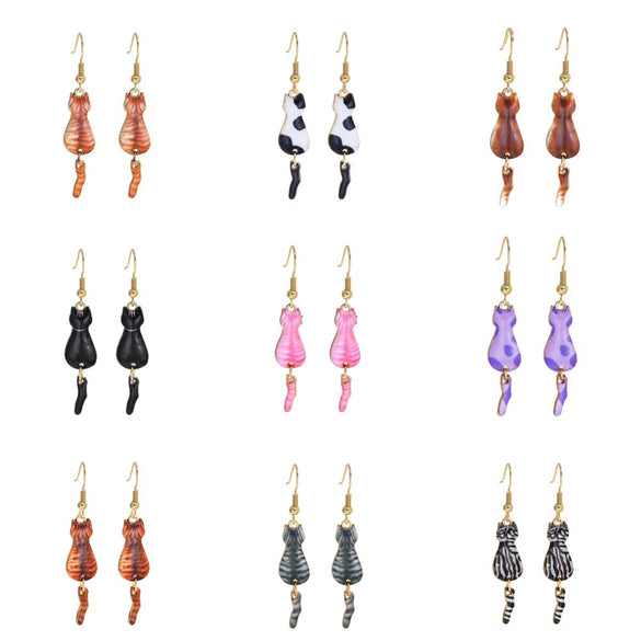 Wholesale Christmas Series Alloy Earrings With Cute Cat Animal Pattern Electroplated For Women
