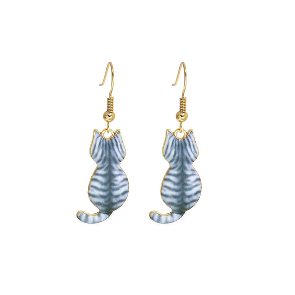 Wholesale Christmas Series Alloy Earrings With Cute Cat Animal Pattern Electroplated For Women