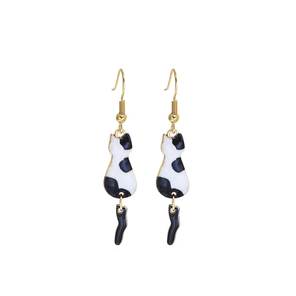 Wholesale Christmas Series Alloy Earrings With Cute Cat Animal Pattern Electroplated For Women