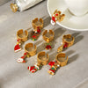 Wholesale Christmas Series Stainless Steel Ring With Christmas Tree Snowman Elk Bell Pendant Jewelry For Women Featuring Animal Branch Patterns And Dripping Oil Design