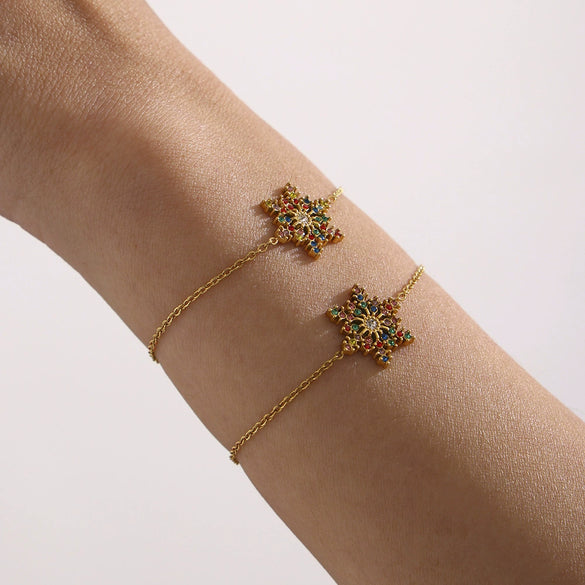 Wholesale Christmas Snowflake Style Titanium Steel Pvd Plated Jewelry For Women With Cnc Zircon And Geometric Design