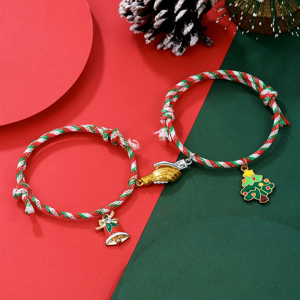 Wholesale Christmas Thread Rope Hand Knitted Unisex Couple Bracelet