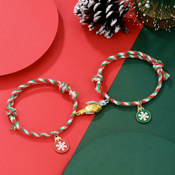 Wholesale Christmas Thread Rope Hand Knitted Unisex Couple Bracelet