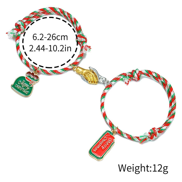 Wholesale Christmas Thread Rope Hand Knitted Unisex Couple Bracelet