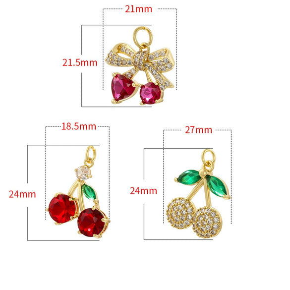 Wholesale Christmas Tree Pendant And Stockings Jewelry Copper With Fruit And Bow Tie Pattern And Zirconia Design