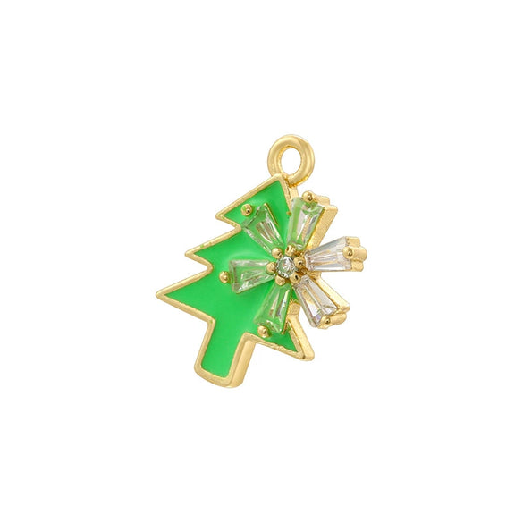 Wholesale Christmas Tree Pendant And Stockings Jewelry Copper With Fruit And Bow Tie Pattern And Zirconia Design