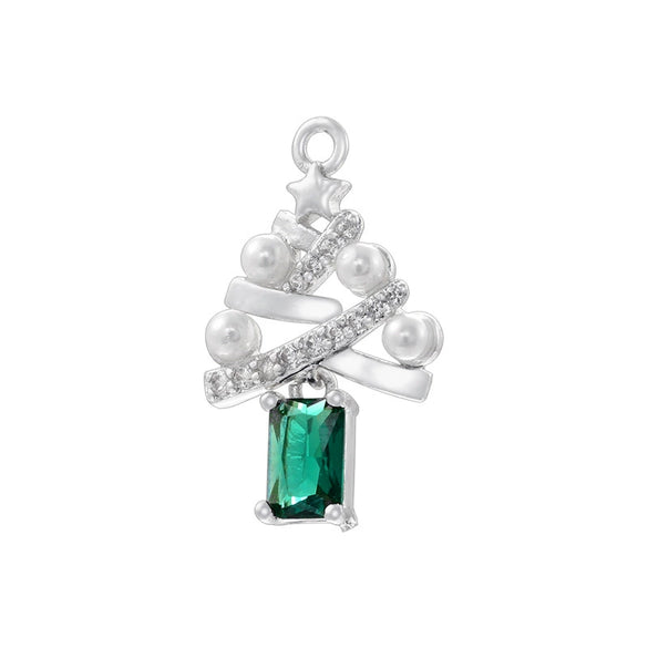 Wholesale Christmas Tree Pendant And Stockings Jewelry Copper With Fruit And Bow Tie Pattern And Zirconia Design