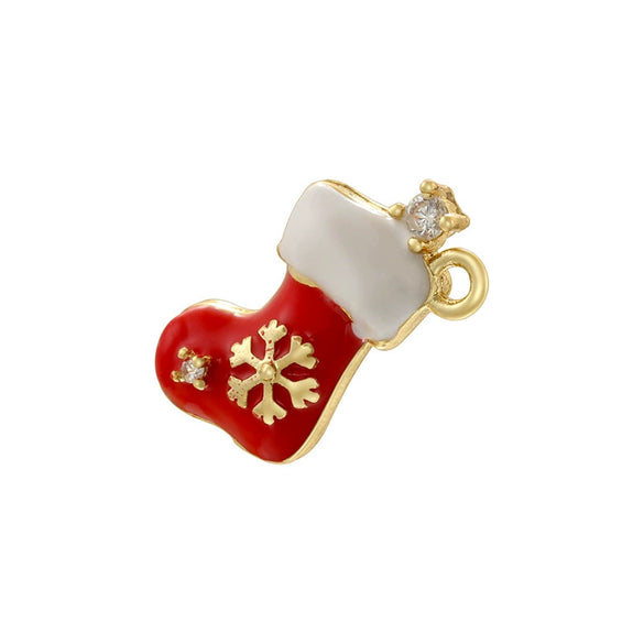 Wholesale Christmas Tree Pendant And Stockings Jewelry Copper With Fruit And Bow Tie Pattern And Zirconia Design