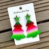 Wholesale Christmas Tree Pendant Earrings Printed Acrylic Geometric Fivepointed Star Earrings For Women