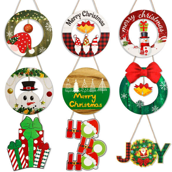 Wholesale Christmas Wooden Sign Cartoon Hollow Snowman Decoration