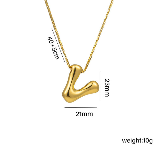 Wholesale Chubby Cute Q Version Balloon Bubble Pendant Necklace With 26 English Letter Pattern Titanium Steel Material Electroplating Treatment In Vacuum Furnace For Women