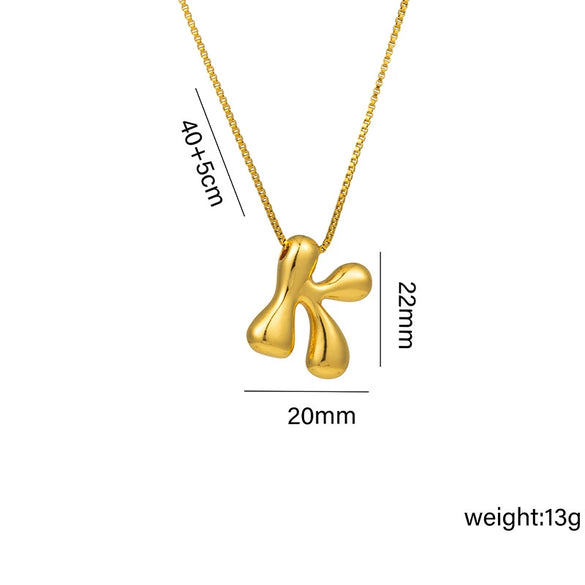 Wholesale Chubby Cute Q Version Balloon Bubble Pendant Necklace With 26 English Letter Pattern Titanium Steel Material Electroplating Treatment In Vacuum Furnace For Women