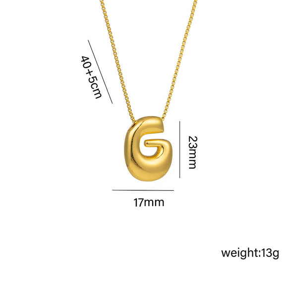 Wholesale Chubby Cute Q Version Balloon Bubble Pendant Necklace With 26 English Letter Pattern Titanium Steel Material Electroplating Treatment In Vacuum Furnace For Women