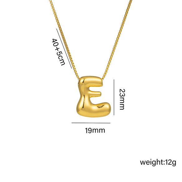 Wholesale Chubby Cute Q Version Balloon Bubble Pendant Necklace With 26 English Letter Pattern Titanium Steel Material Electroplating Treatment In Vacuum Furnace For Women