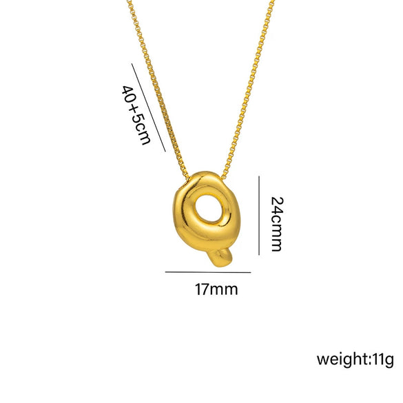 Wholesale Chubby Cute Q Version Balloon Bubble Pendant Necklace With 26 English Letter Pattern Titanium Steel Material Electroplating Treatment In Vacuum Furnace For Women