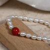Wholesale Cinnabar And Freshwater Pearl Bracelet With Special Shape And Copper Accessories