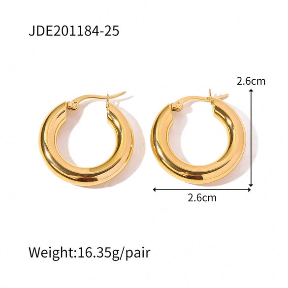 Wholesale Circle Exaggerated Personality Light Luxury Simple Stainless Steel Earrings For Women With Geometric Pattern And Electroplating