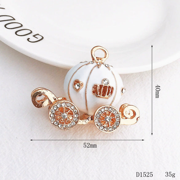 Wholesale Classic Diy Mobile Phone Shell Jewelry Accessories Alloy With Handmade Rhinestone And Pumpkin Car Design Electroplated