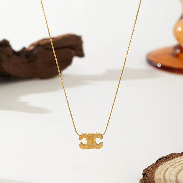 Wholesale Classic Elegant Geometric Light Luxury Women's Titanium Steel Electroplated Necklace With Bamboo Chain
